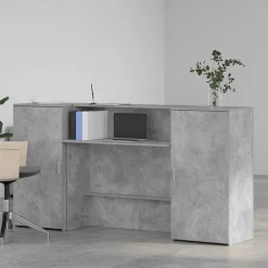vidaXL Mobiliario De Oficina-Mostrador de recepción gris hormigón 200x50x103,5 cm