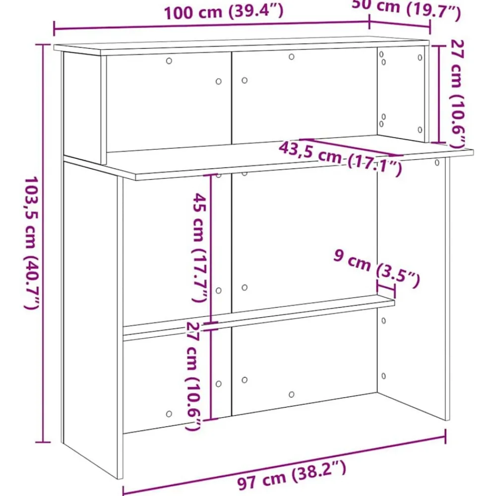vidaXL Mostrador de recepción roble artisian 100x50x103,5 cm Roble artisan Best