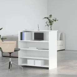 vidaXL Mostrador de recepción 100x50x103,5 cm madera de ingeniería Blanco Sale