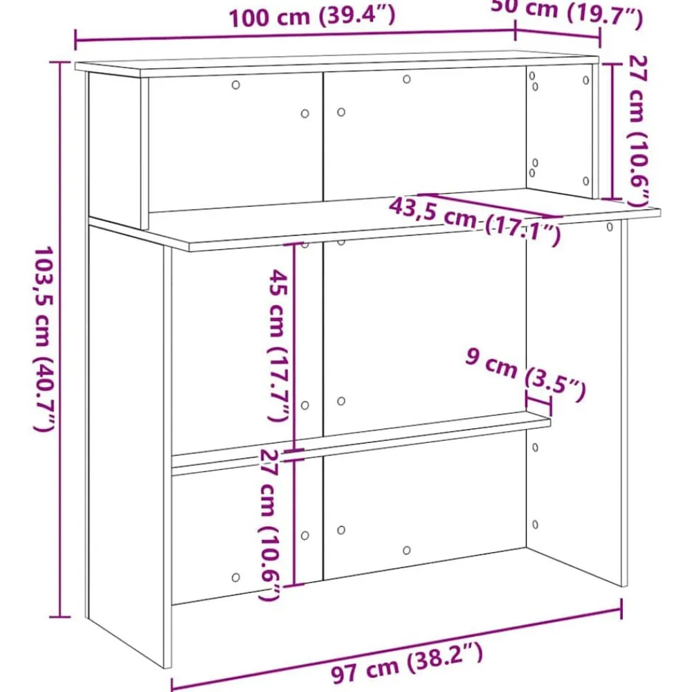 vidaXL Mobiliario De Oficina-Mostrador de recepción madera vieja 100x50x103,5 cm
