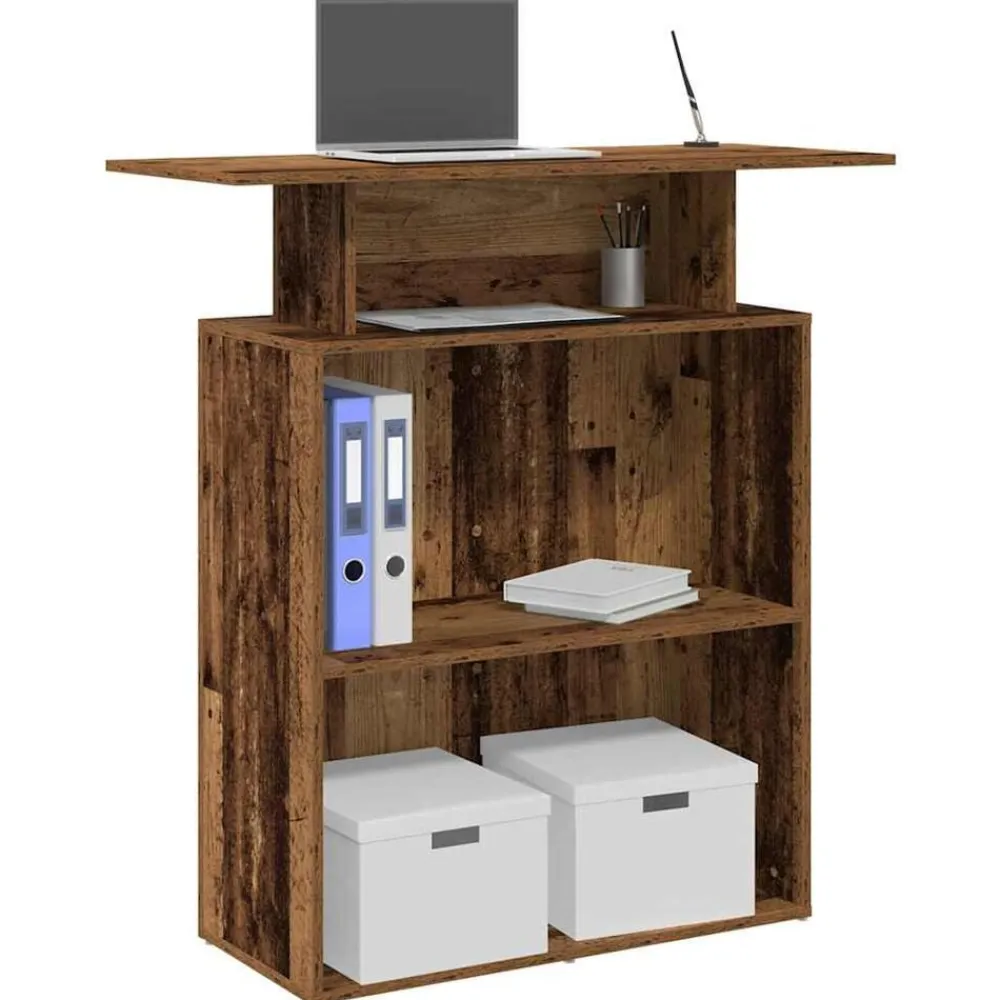 vidaXL Mostrador de recepción 100x40x104 cm Madera antigua Discount