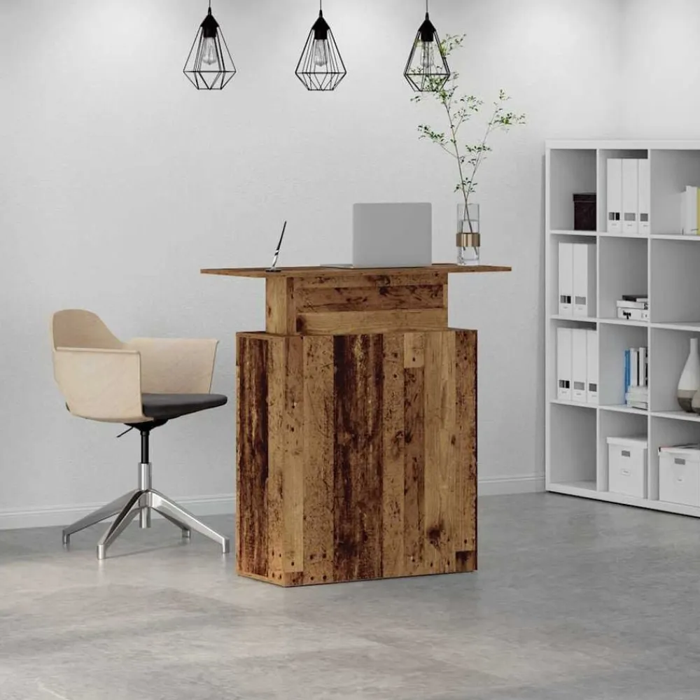 vidaXL Mostrador de recepción 100x40x104 cm Madera antigua Discount