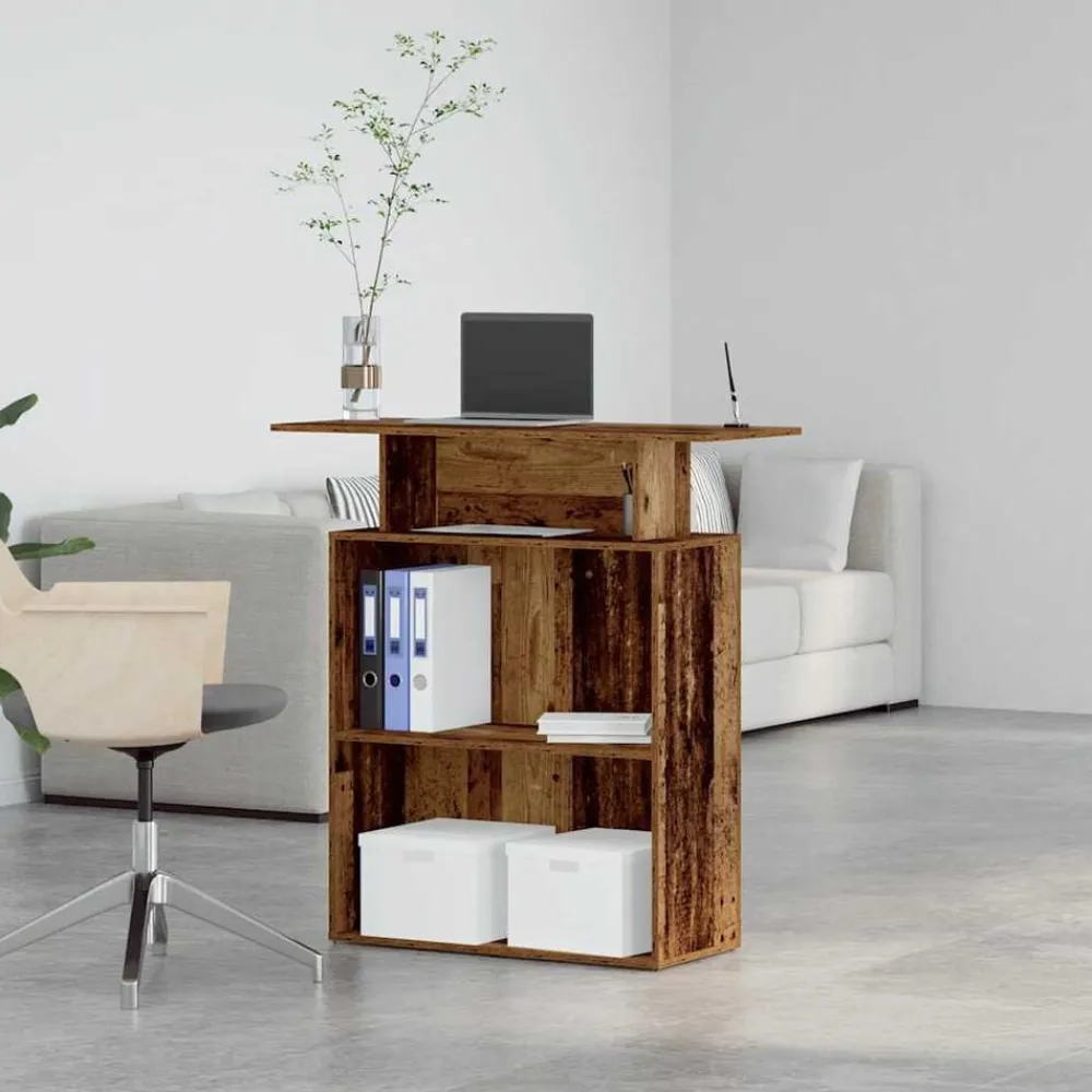 vidaXL Mostrador de recepción 100x40x104 cm Madera antigua Discount