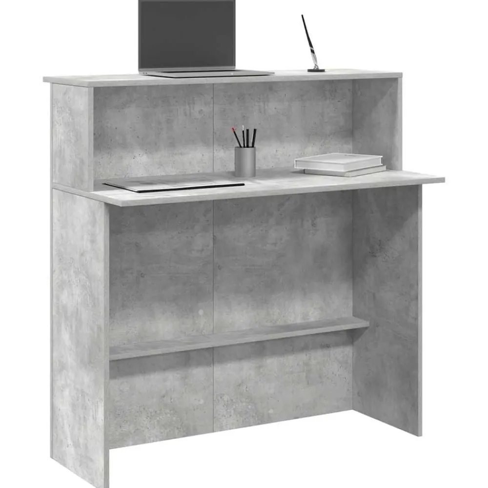 vidaXL Mostrador de recepción gris hormigón 100x50x103,5 cm Gris hormigón Outlet