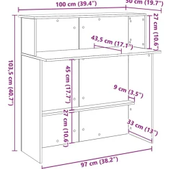 vidaXL Mostrador de recepción gris hormigón 100x50x103,5 cm Gris hormigón Outlet