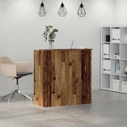 vidaXL Mostrador de recepción madera vieja 100x50x103,5 cm Madera antigua Outlet