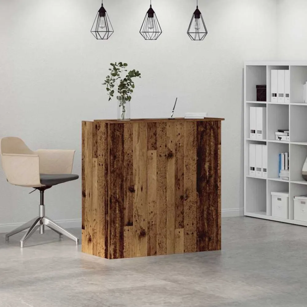 vidaXL Mostrador de recepción madera vieja 100x50x103,5 cm Madera antigua Outlet