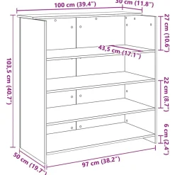 vidaXL Mostrador de recepción madera vieja 100x50x103,5 cm Madera antigua Outlet