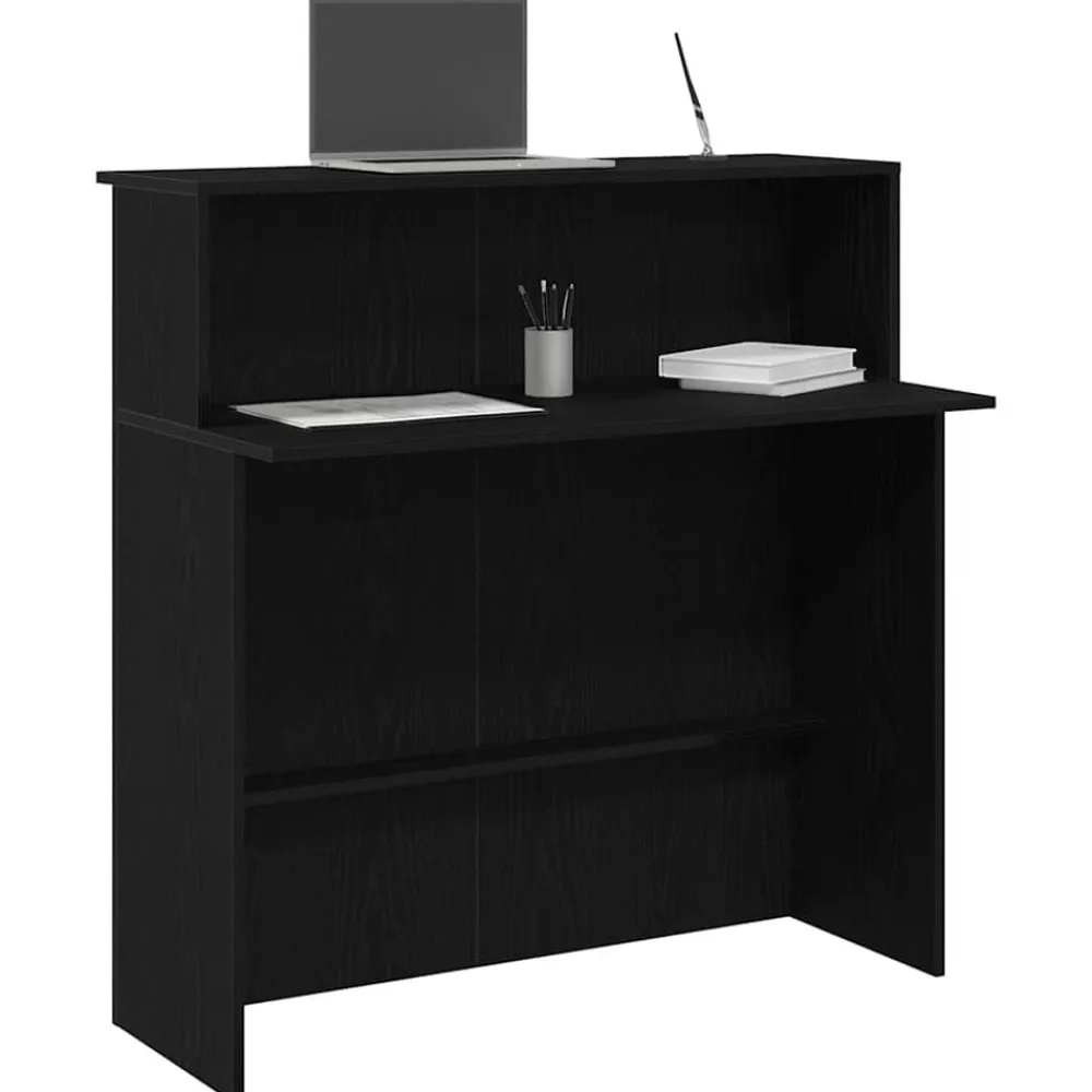 vidaXL Mostrador de recepción 100x50x103,5 cm madera ingeniería Negro Best