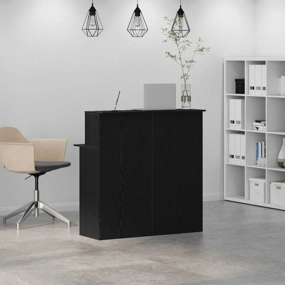 vidaXL Mostrador de recepción 100x50x103,5 cm madera ingeniería Negro Best