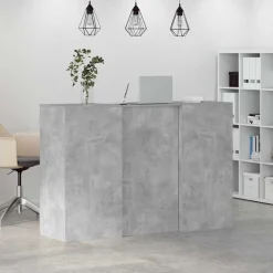 vidaXL Mobiliario De Oficina-Mostrador de recepción gris hormigón 155x50x103,5 cm