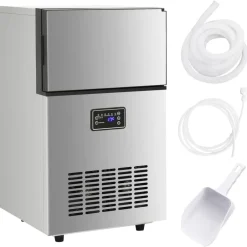 vidaXL Cocina Y Comedor-Máquina de hacer cubitos de hielo plateada 45 kg/24 h