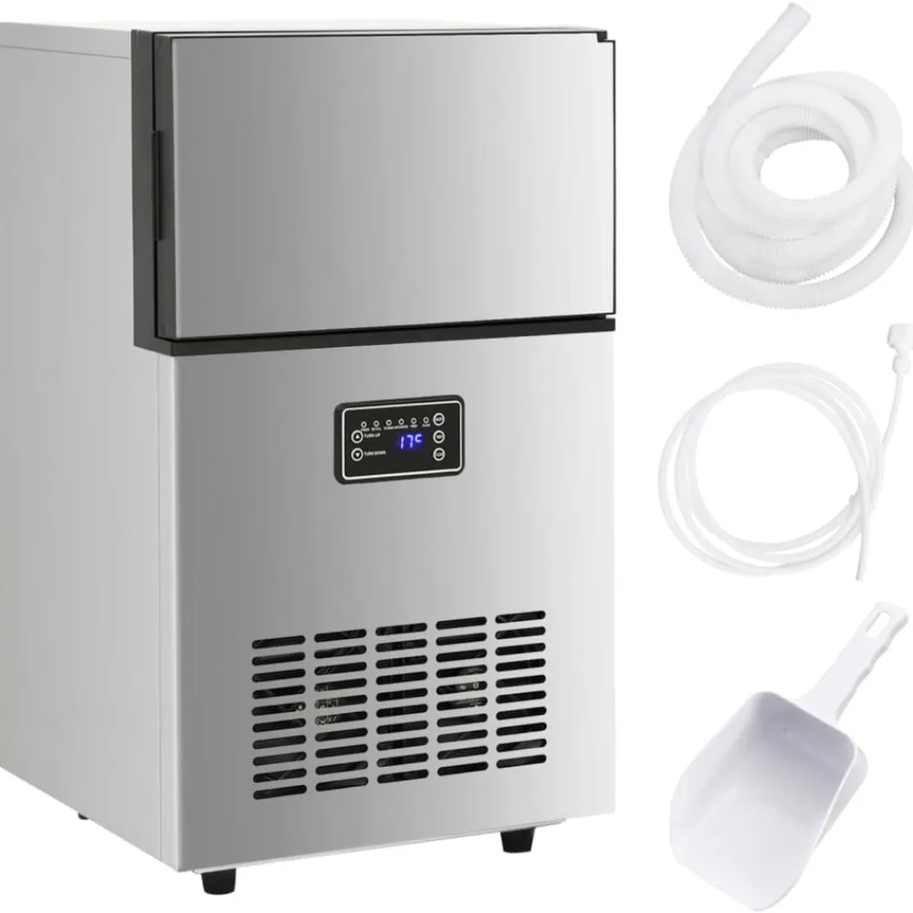 vidaXL Cocina Y Comedor-Máquina de hacer cubitos de hielo plateada 45 kg/24 h