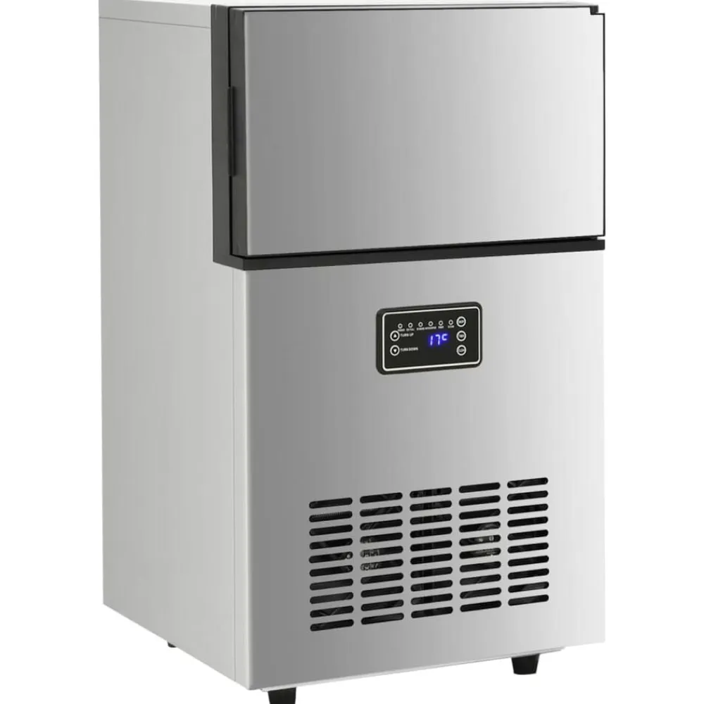 vidaXL Cocina Y Comedor-Máquina de hacer cubitos de hielo plateada 45 kg/24 h
