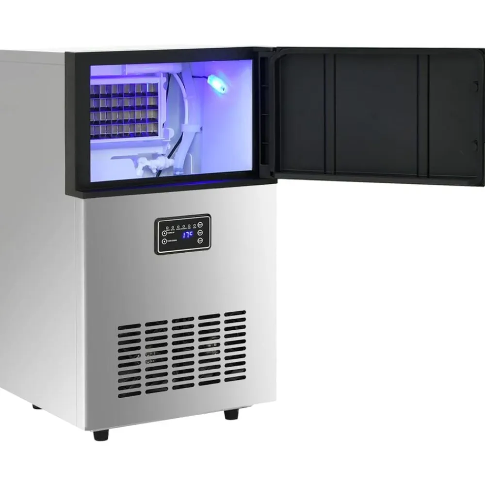 vidaXL Cocina Y Comedor-Máquina de hacer cubitos de hielo plateada 45 kg/24 h