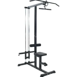 vidaXL Fitness Y Musculación-Máquina de jalón al pecho Manual Negro 110 x 70 x 187 cm
