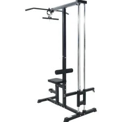 vidaXL Fitness Y Musculación-Máquina de jalón al pecho Manual Negro 110 x 70 x 187 cm