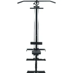 vidaXL Fitness Y Musculación-Máquina de jalón al pecho Manual Negro 110 x 70 x 187 cm