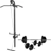 vidaXL Fitness Y Musculación-Máquina musculación Power Tower con pesas y mancuernas 60,5 kg