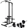 vidaXL Fitness Y Musculación-Máquina musculación Power Tower con pesas y mancuernas 30,5 kg