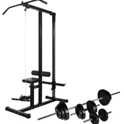 vidaXL Fitness Y Musculación-Máquina musculación Power Tower con pesas y mancuernas 30,5 kg