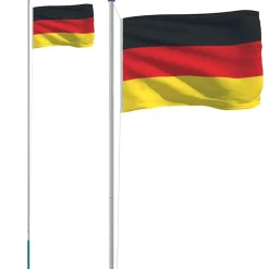 vidaXL Mástil y bandera de Alemania aluminio 6,08 m Sale