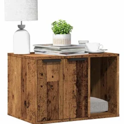 vidaXL Productos Para Mascotas-Mueble arenero para gatos madera envejecida 60x40x40 cm