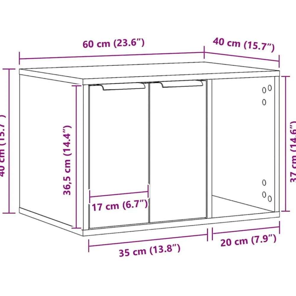 vidaXL Productos Para Mascotas-Mueble arenero para gatos madera envejecida 60x40x40 cm