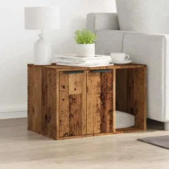 vidaXL Productos Para Mascotas-Mueble arenero para gatos madera envejecida 60x40x40 cm