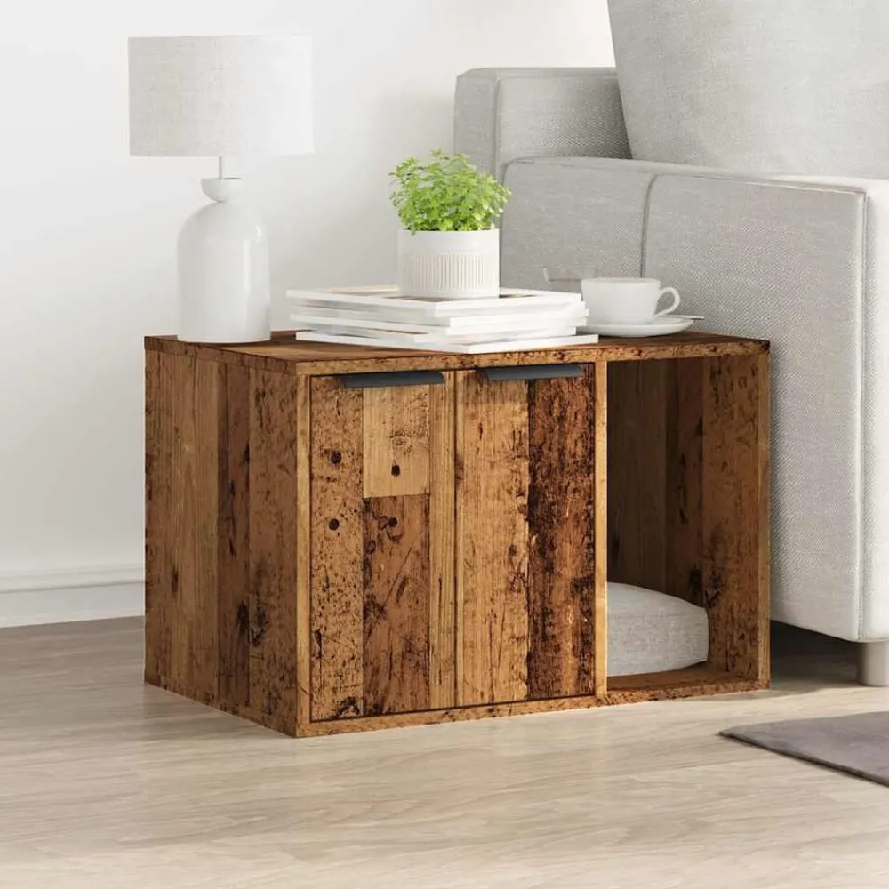 vidaXL Productos Para Mascotas-Mueble arenero para gatos madera envejecida 60x40x40 cm
