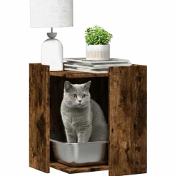 vidaXL Mueble arenero para gatos madera 42x42x51 cm Roble ahumado Hot