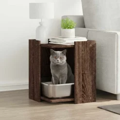 vidaXL Productos Para Mascotas-Mueble arenero para gatos madera marrón roble 42x42x51 cm