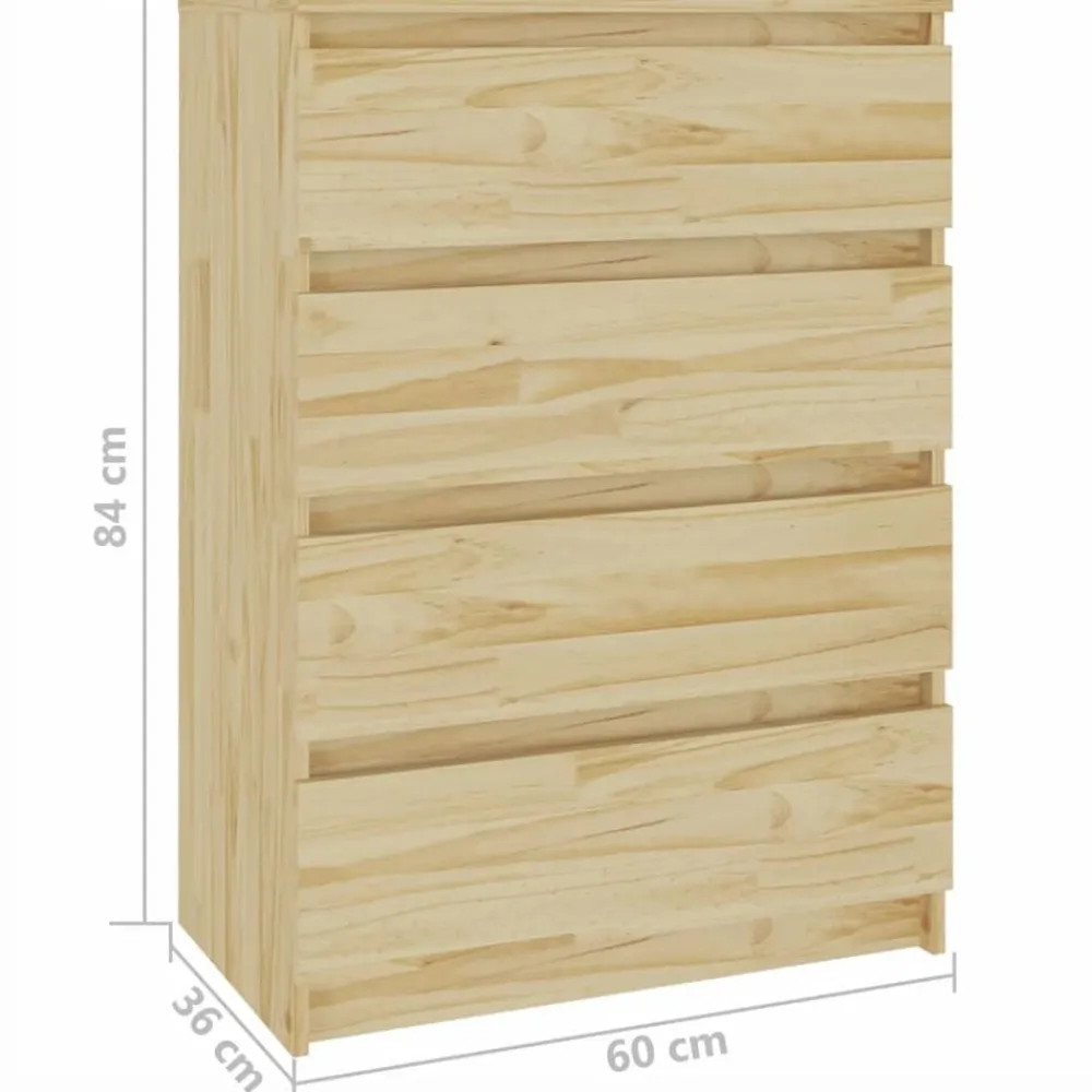 vidaXL Mueble auxiliar madera maciza de pino 60x36x84 cm Natural Sale