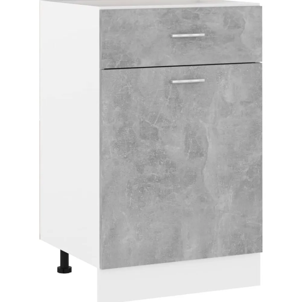 vidaXL Armarios Y Almacenamiento-Mueble bajo con cajón "Lyon" de, gris hormigón, 50x46x81,5 cm, madera de ingeniería