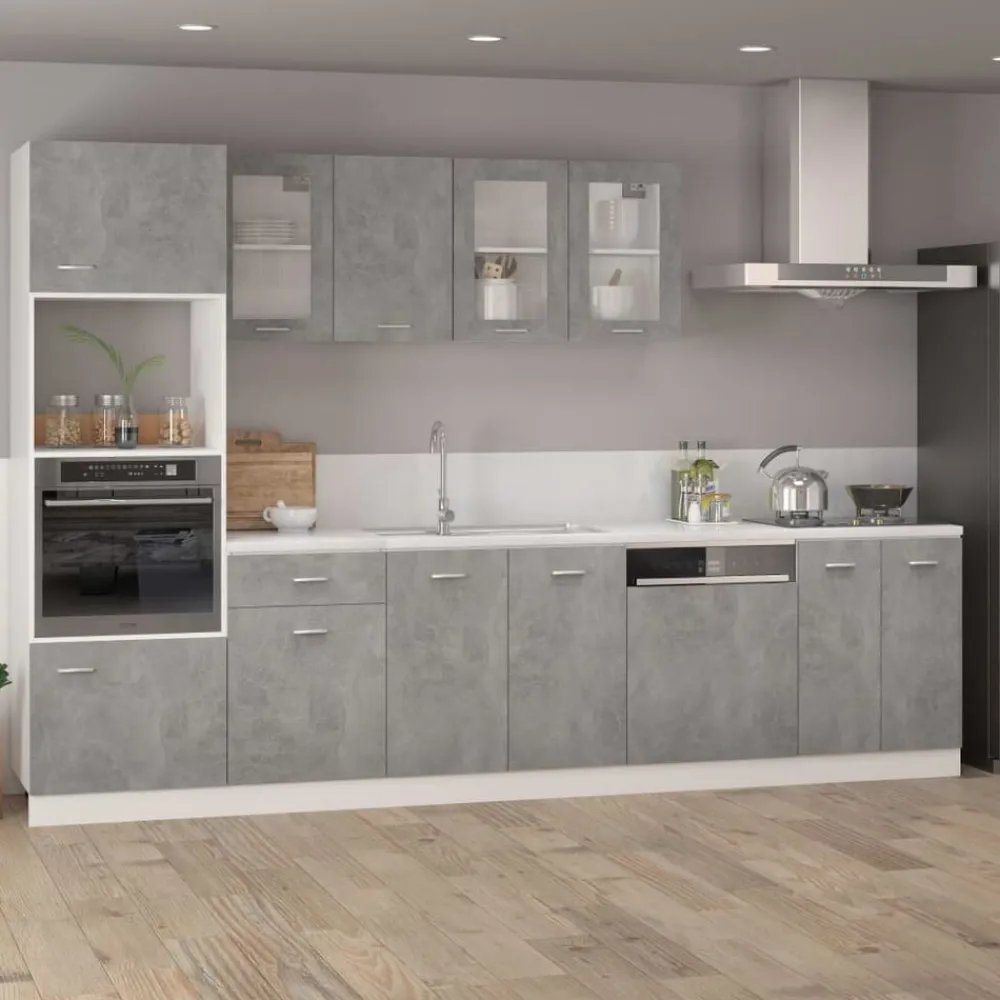 vidaXL Armarios Y Almacenamiento-Mueble bajo con cajón "Lyon" de, gris hormigón, 50x46x81,5 cm, madera de ingeniería