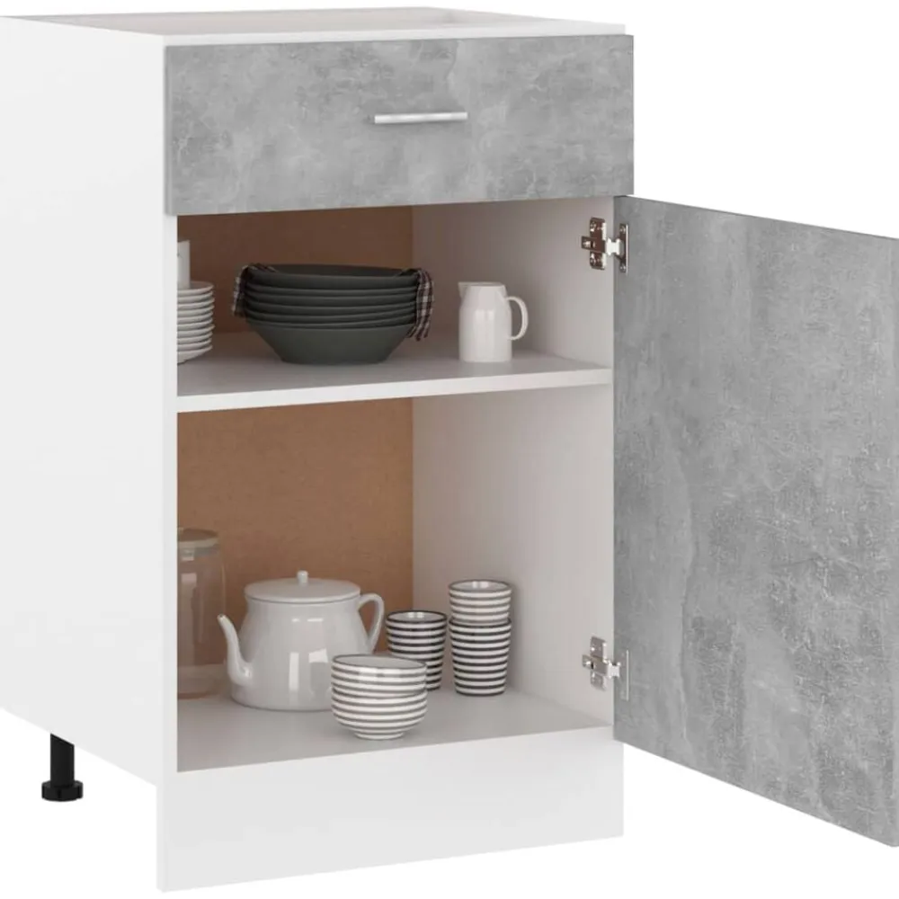 vidaXL Armarios Y Almacenamiento-Mueble bajo con cajón "Lyon" de, gris hormigón, 50x46x81,5 cm, madera de ingeniería