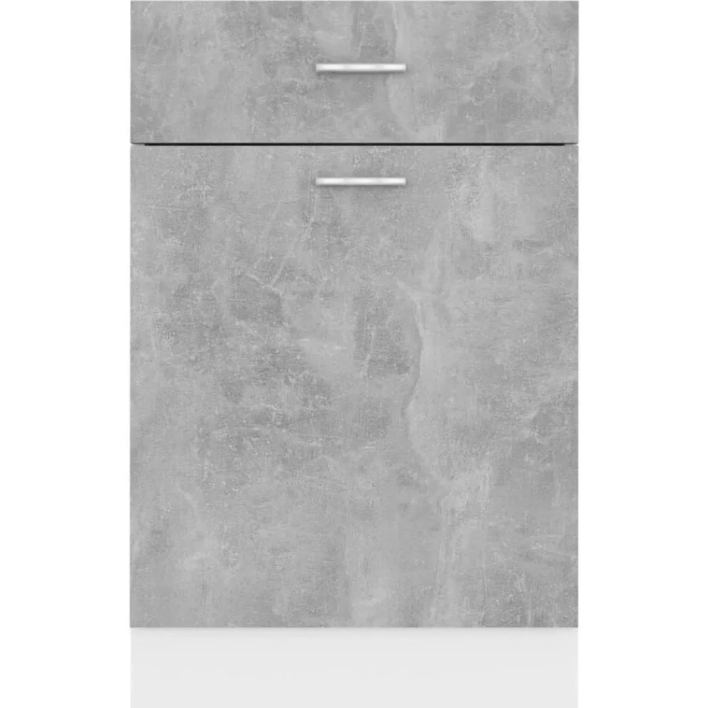 vidaXL Armarios Y Almacenamiento-Mueble bajo con cajón "Lyon" de, gris hormigón, 50x46x81,5 cm, madera de ingeniería