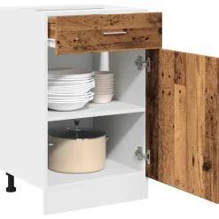 vidaXL Mueble bajo con cajón "Lyon" de, madera vieja, 50x46x81,5 cm, madera de ingeniería Madera antigua Sale
