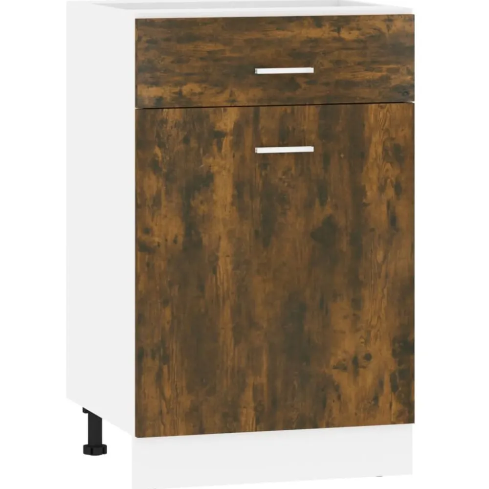 vidaXL Mueble bajo con cajón "Lyon" 50x46x81,5 cm Madera de ingeniería Roble ahumado Sale