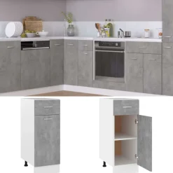 vidaXL Mueble bajo con cajón "Lyon" de, gris hormigón, 30 x 46 x 81,5 cm, madera de ingeniería Gris hormig&oacute;n Clearance