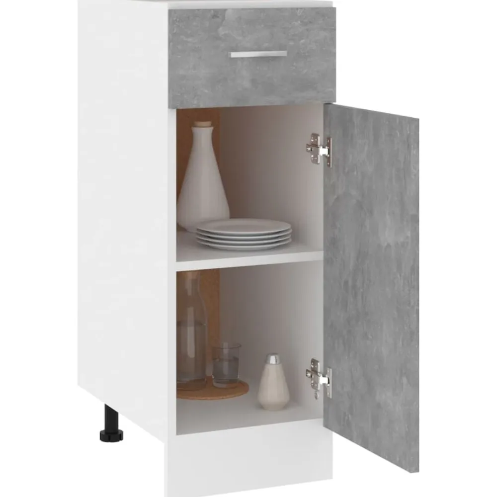 vidaXL Mueble bajo con cajón "Lyon" de, gris hormigón, 30 x 46 x 81,5 cm, madera de ingeniería Gris hormigón Clearance