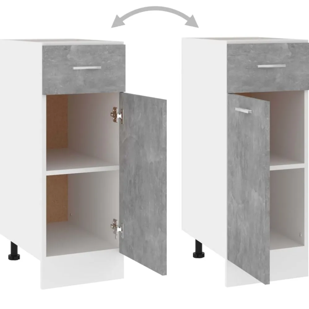 vidaXL Mueble bajo con cajón "Lyon" de, gris hormigón, 30 x 46 x 81,5 cm, madera de ingeniería Gris hormigón Clearance