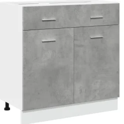 vidaXL Armarios Y Almacenamiento-Mueble bajo con cajón "Lyon" de, gris hormigón, 80 x 46 x 81,5 cm, madera de ingeniería