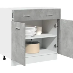 vidaXL Armarios Y Almacenamiento-Mueble bajo con cajón "Lyon" de, gris hormigón, 80 x 46 x 81,5 cm, madera de ingeniería