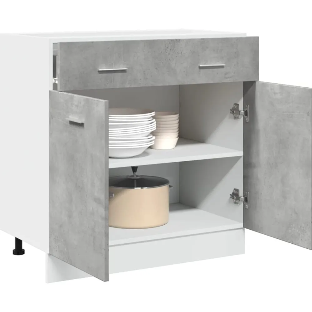 vidaXL Armarios Y Almacenamiento-Mueble bajo con cajón "Lyon" de, gris hormigón, 80 x 46 x 81,5 cm, madera de ingeniería