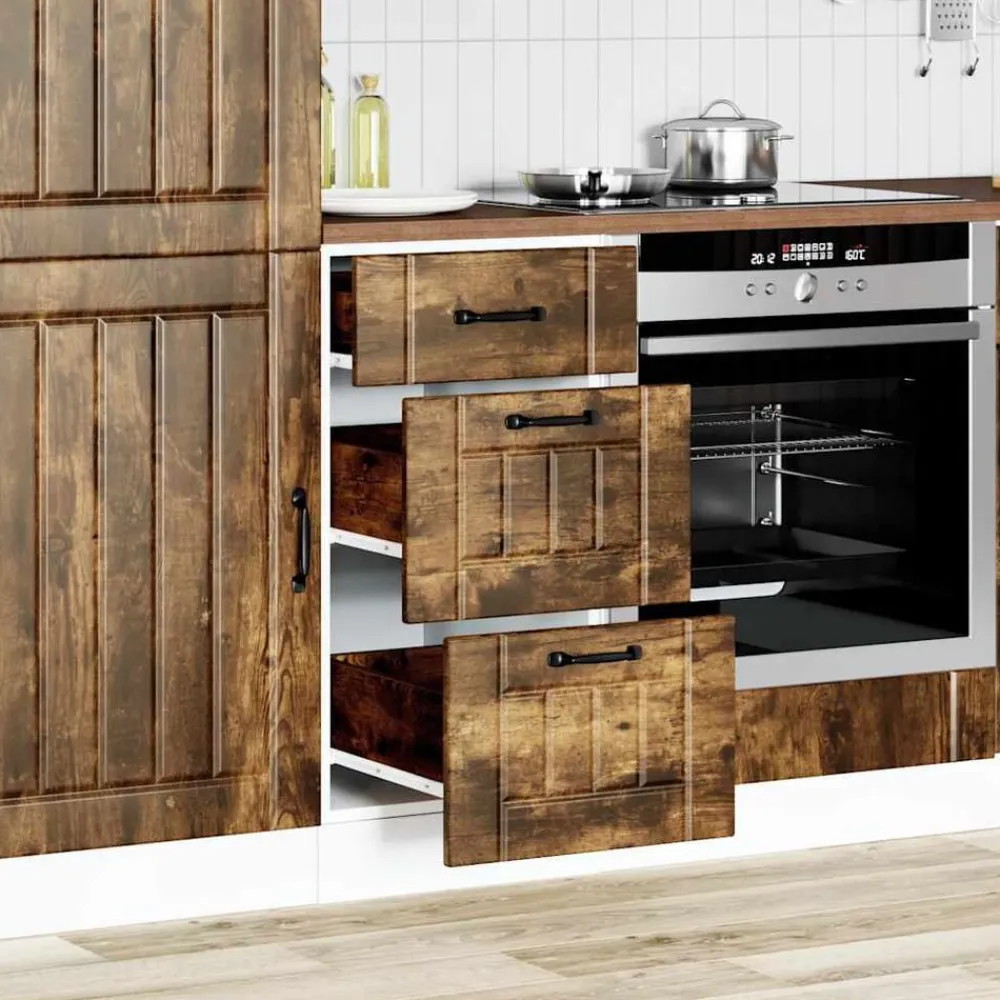 vidaXL Mueble bajo de cocina Lucca Roble ahumado Discount