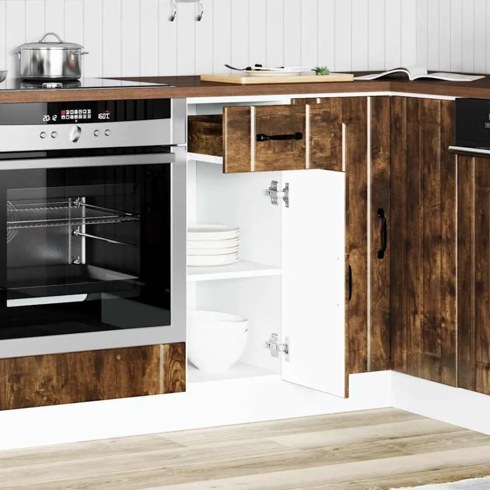vidaXL Mueble bajo de cocina Lucca Roble ahumado New