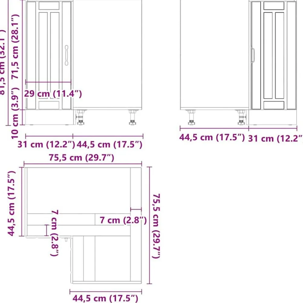 vidaXL Armarios Y Almacenamiento-Mueble bajo esquina de cocina Lucca madera reconstituida