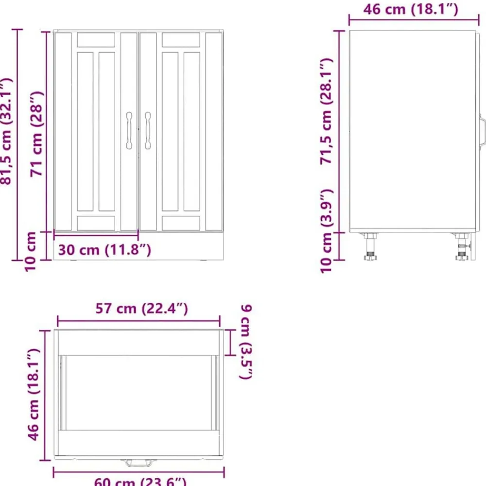 vidaXL Armarios Y Almacenamiento-Mueble bajo fregadero Lucca madera contrachapada