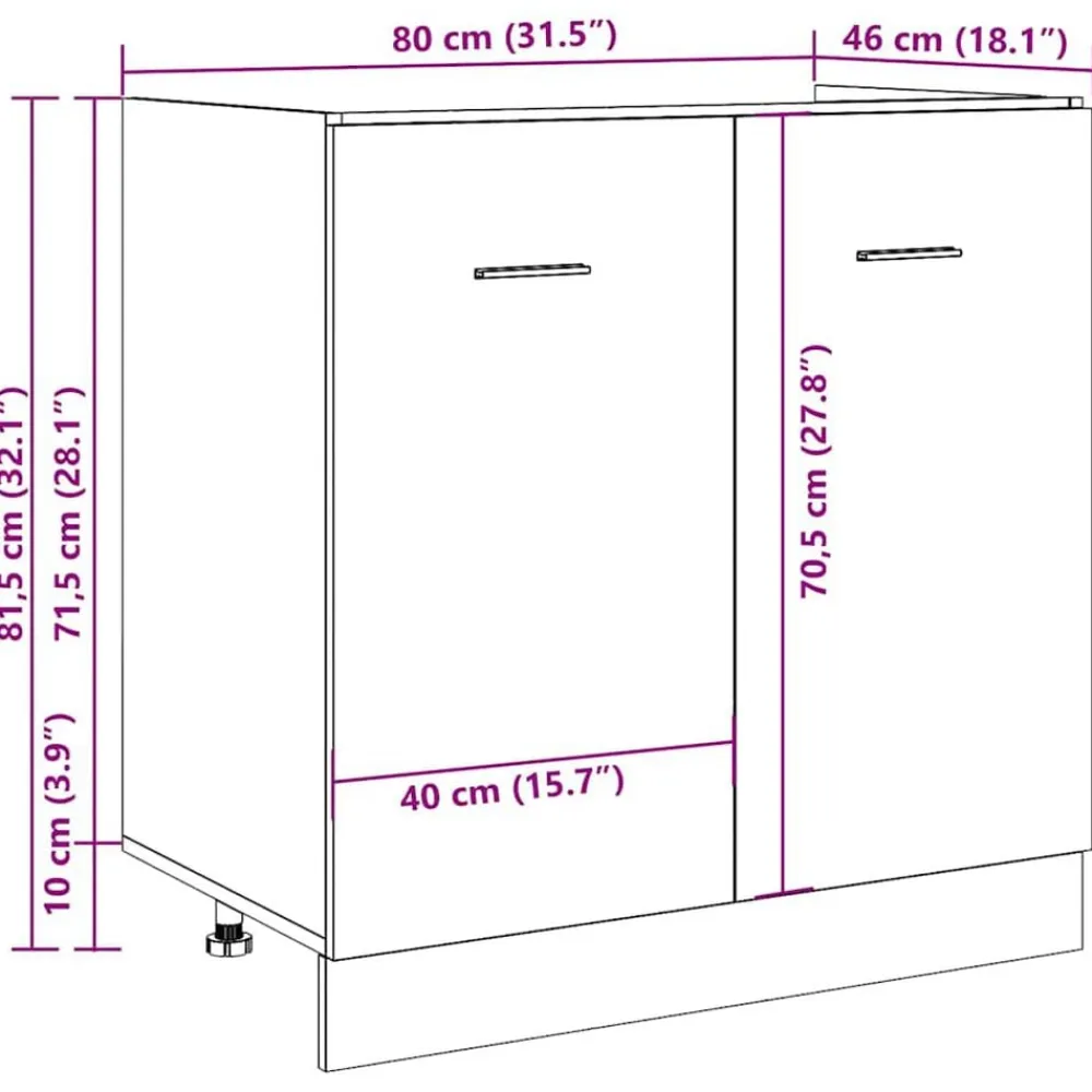 vidaXL Mueble bajo fregadero "Lyon" gris hormigón 80x46x81,5 cm madera de ingeniería Gris hormigón Outlet